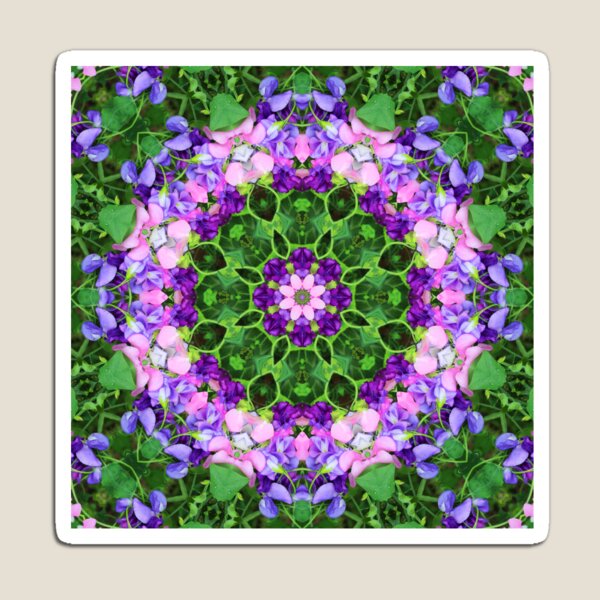 Sweet Pea Floral Purple Pink Mandala Kaleidoscope Zen Psychedelic Fragile Essence Magnet