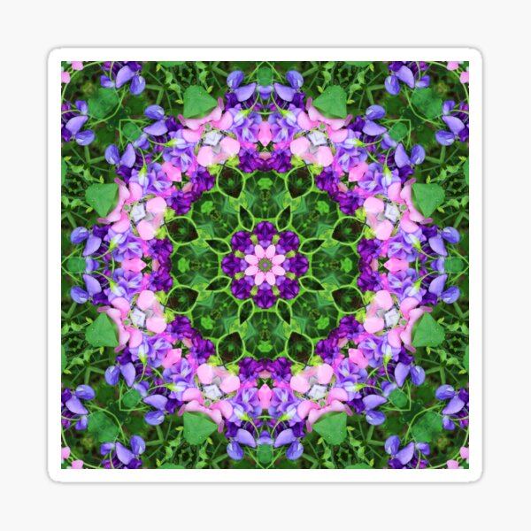 Sweet Pea Floral Purple Pink Mandala Kaleidoscope Zen Psychedelic Fragile Essence Sticker