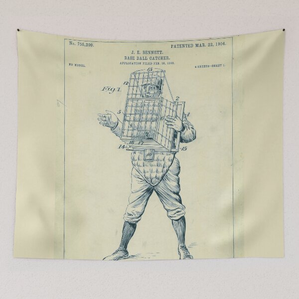 Item preview, Vintage Baseball Catcher Equipment Patent (1904) designed and sold by BravuraMedia.