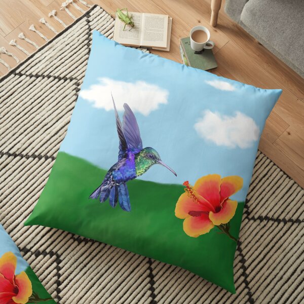 The very hungry hummingbird Floor Pillow