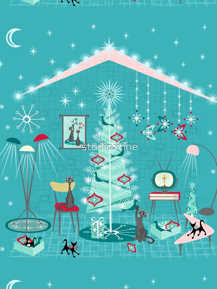 Thumbnail 4 of 4, A-Line Dress, Retro Holiday Decorating ©️studioxtine designed and sold by studioxtine.