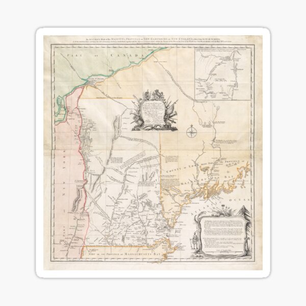 Item preview, Vintage New Hampshire Exploration Map (1761) designed and sold by BravuraMedia.