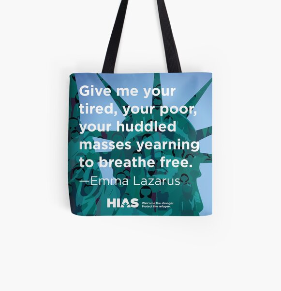 HIAS Statue of Liberty Tote with Emma Lazarus Quote All Over Print Tote Bag