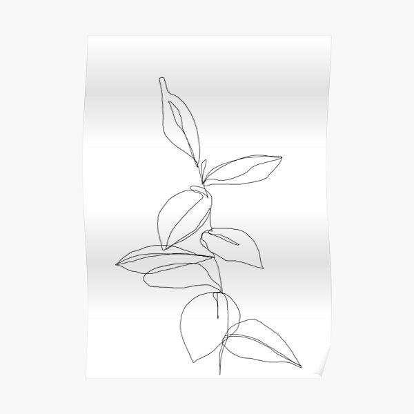 Plant one line illustration - Berry Poster