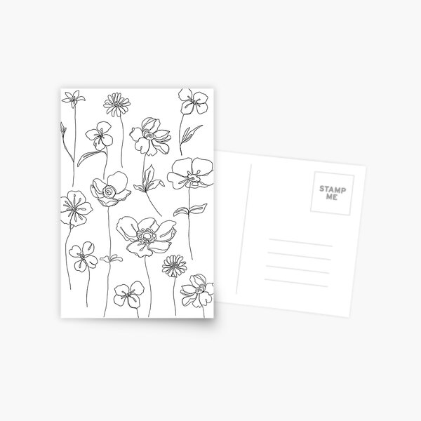 Botanische Blumenillustration - Botanicals White Postkarte