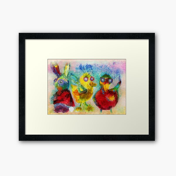Bunny Duck and Bird with Glasses Framed Art Print