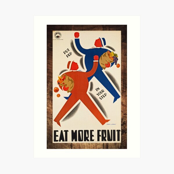 "Eat More Fruit Vintage Healthy Eating" Art Print by knightsydesign