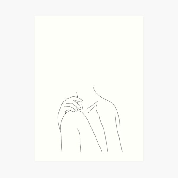 Figure line drawing illustration - Cathy Art Print