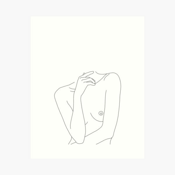 Nude figure line drawing - Cecily Art Print