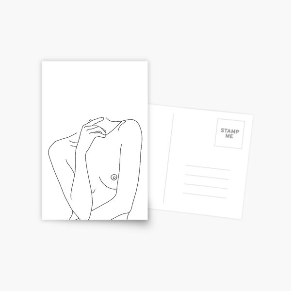 Nude figure line drawing - Cecily Postcard
