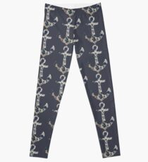 Blue Floral Anchor Leggings