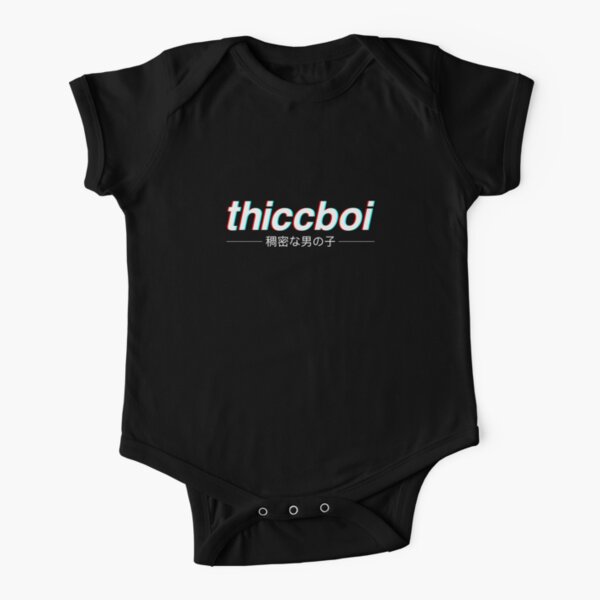 Aesthetic Japanese "Thicc Boi" Logo Short Sleeve Baby One-Piece