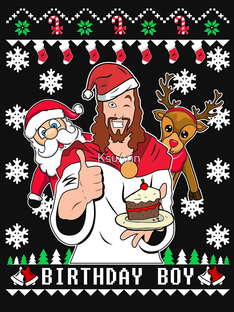 Thumbnail 7 von 7, Pullover, Alles Gute zum Geburtstag Jesus Ugly Christmas Sweater designt und verkauft von KsuAnn.