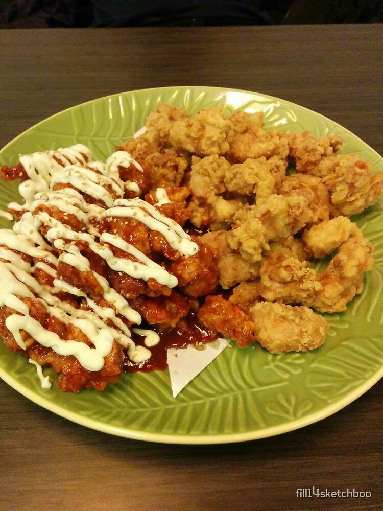 "{ half & half // korean fried chicken } " Sticker for Sale by