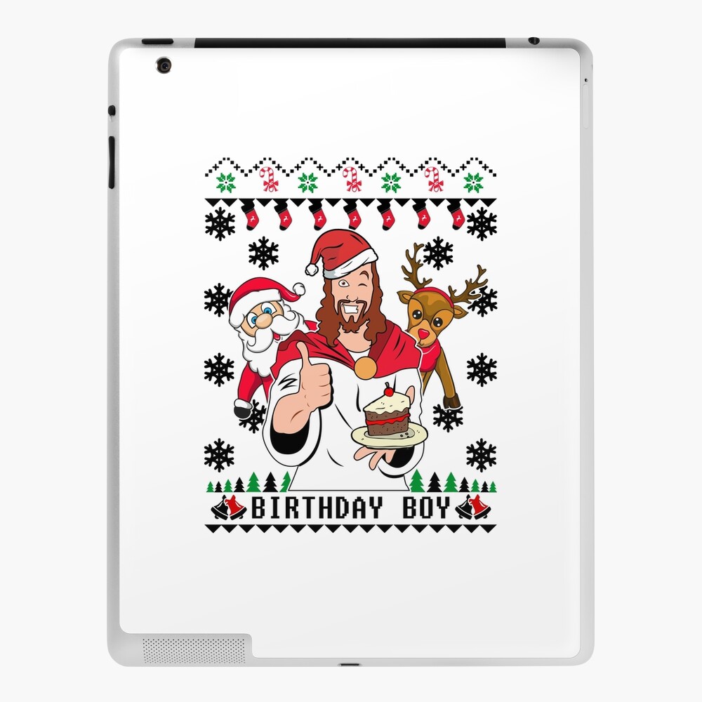 Coque Et Skin Adhesive Ipad Joyeux Anniversaire Jesus Vilain Pull De Noel Par Ksuann Redbubble