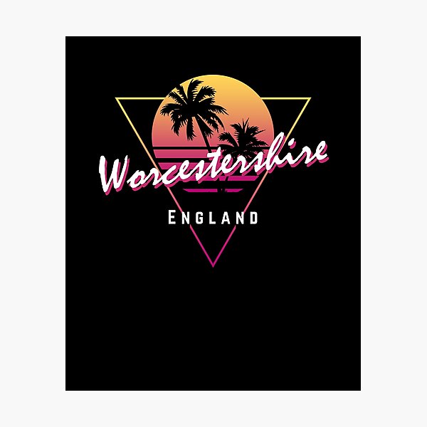 Funny 80s Retro Sunset 'Worcestershire' England Photographic Print