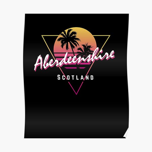 Funny 80s Retro Sunset 'Aberdeenshire' Scotland Poster