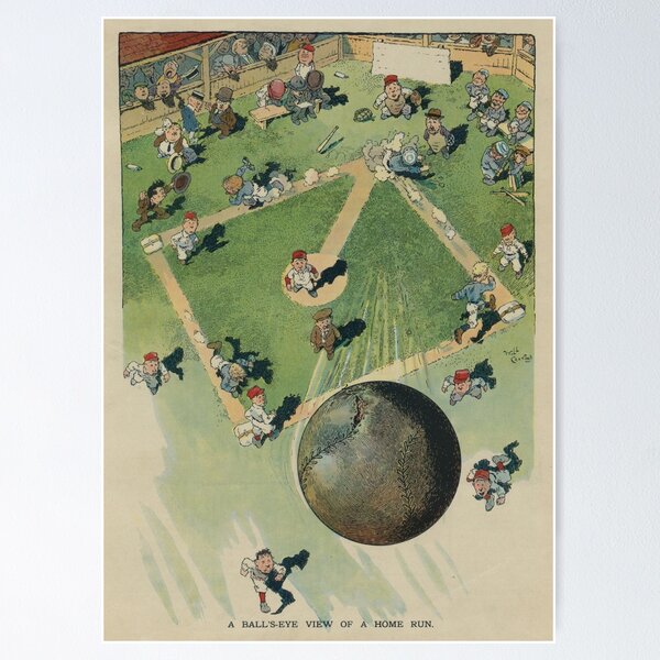 Item preview, Vintage Baseball Home Run - Birds Eye View Illustration  designed and sold by BravuraMedia.