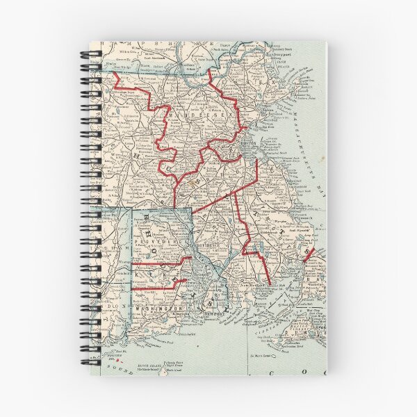 Item preview, Vintage Map of Massachusetts & Rhode Island (1893) designed and sold by BravuraMedia.