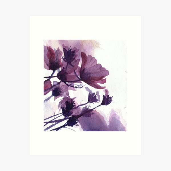 Purple Watercolor Flowers Art Print