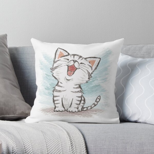 American Shorthair happy Throw Pillow