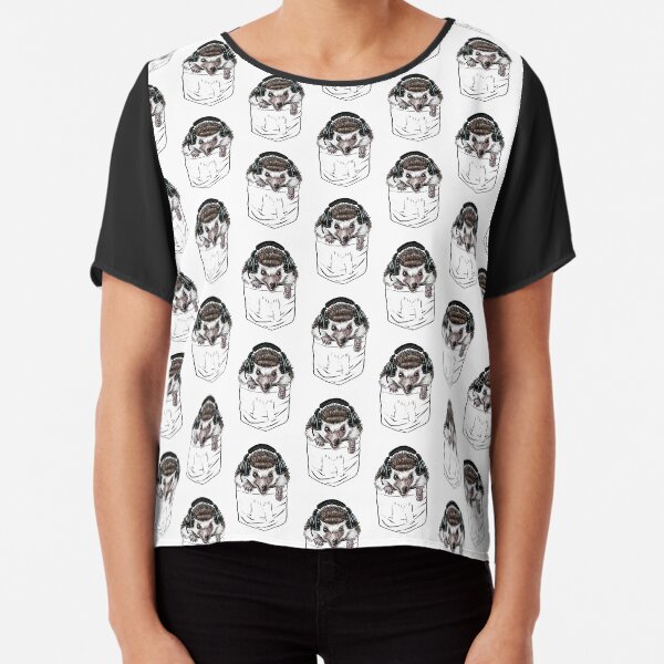 Pocket HedgeHog With Music Headphones Chiffon Top