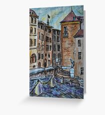 Watercolor Sketch - Genève, Old Town, Cour de Saint Pierre Greeting Card
