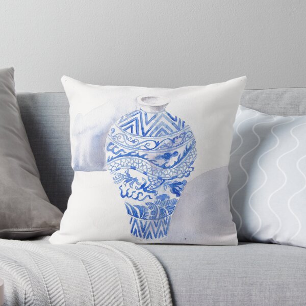 Dragon Vase Throw Pillow