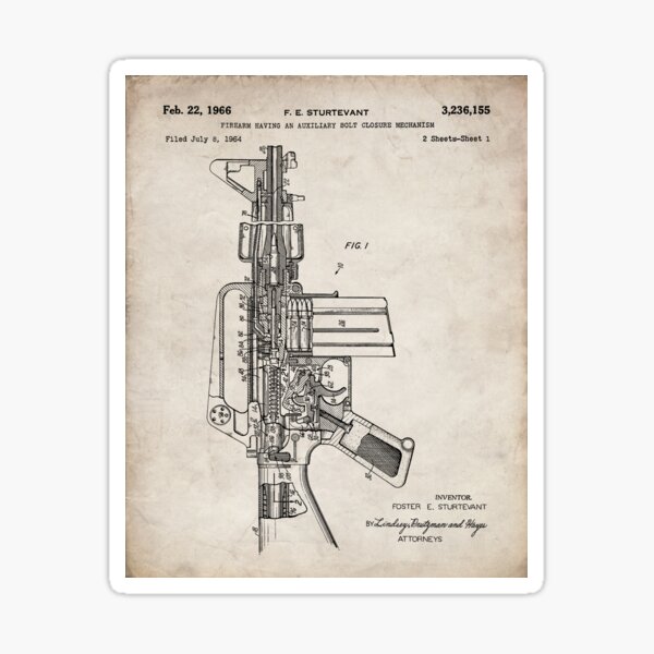 Item preview, M16 Rifle Patent - Military Rifle Art - Antique designed and sold by patentpress.