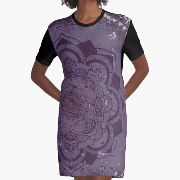 Mandala Purple Graphic T-Shirt Dress