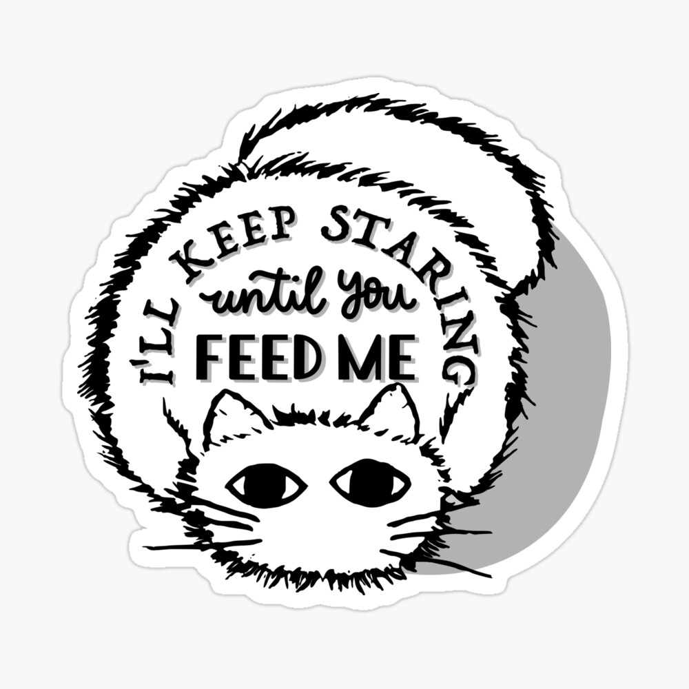 Cat Crazy For Food Sticker