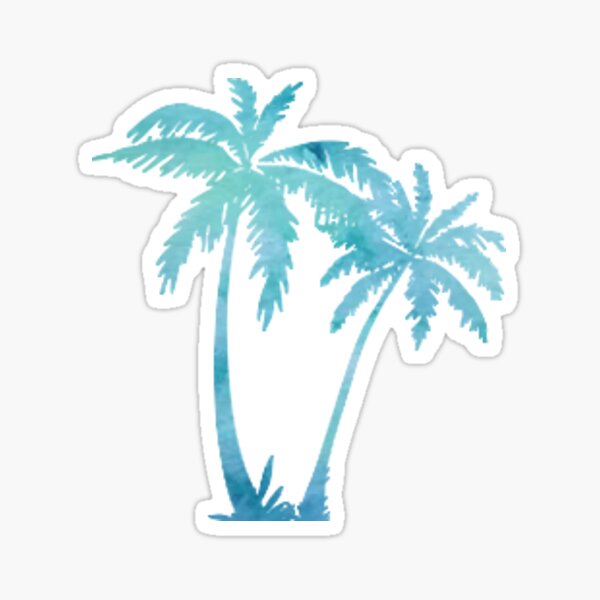 Item preview, blue watercolor palm tree designed and sold by victoriabr-.