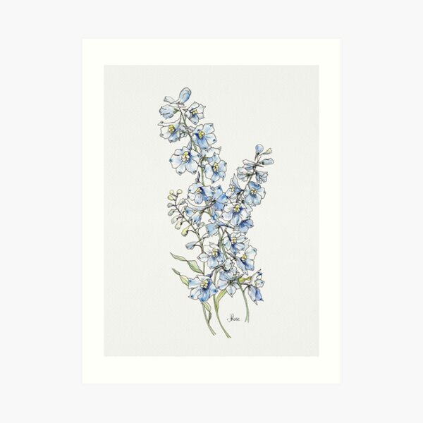 Blue Delphinium Flowers Art Print