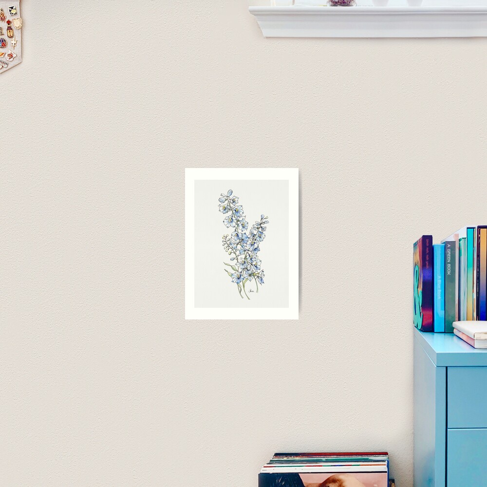 Blue Delphinium Flowers Art Print