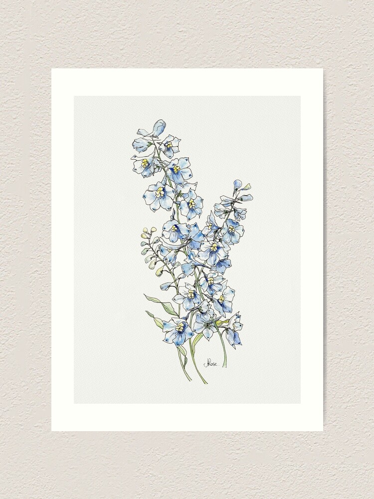 Alternate view of Blue Delphinium Flowers Art Print