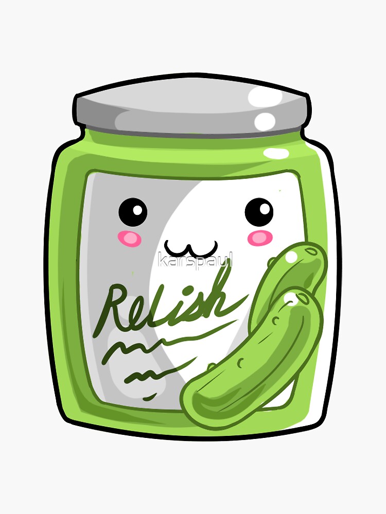 "Pickle Relish Jar Kawaii" Sticker for Sale by karspaul Redbubble