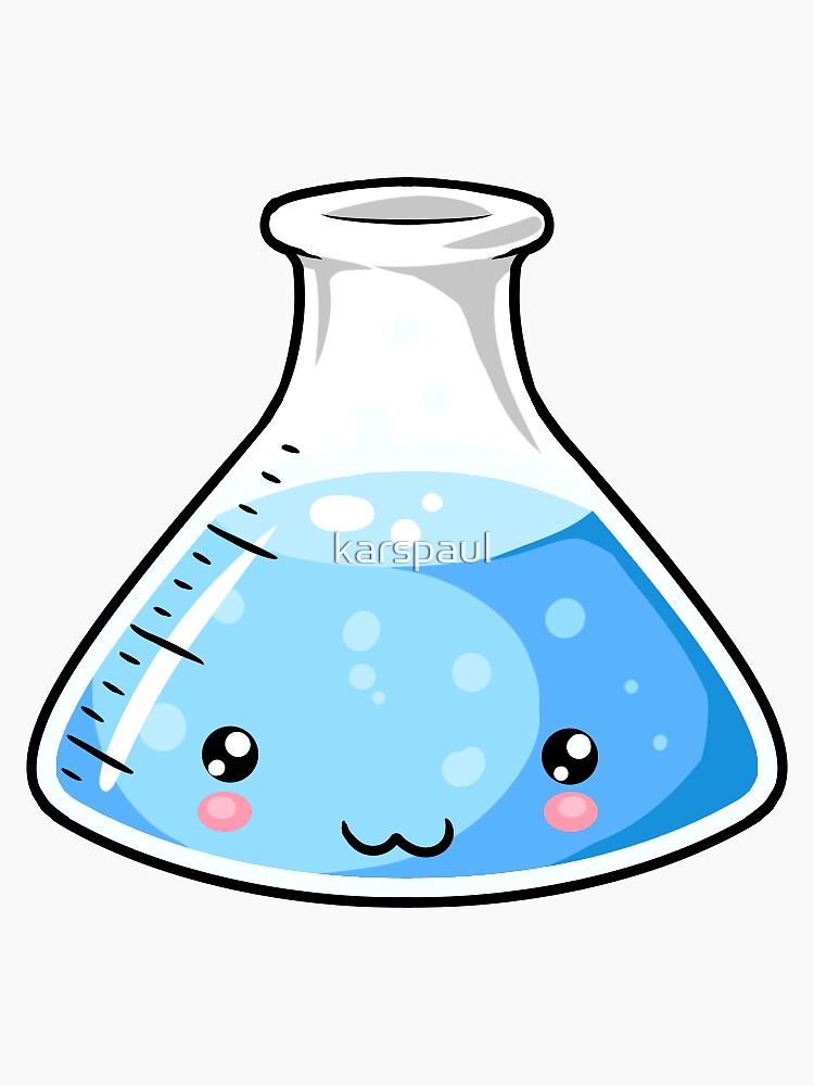 Light Blue Science Beaker Kawaii Sticker for Sale by karspaul