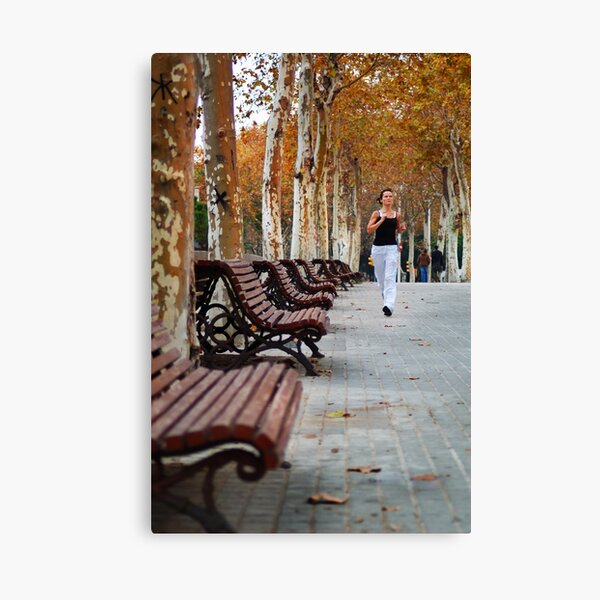 Girl Jogging in Barcelona Park Canvas Print