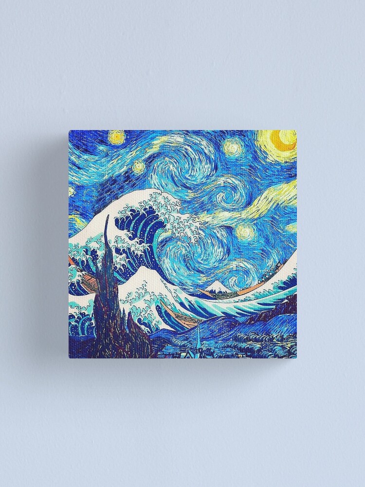"The Great Wave Hokusai Starry Night Van Gogh" Canvas Print by RBEnt