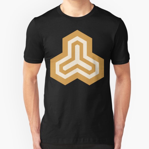 Geometric Pattern: Y Outline: Gold/Cream Slim Fit T-Shirt