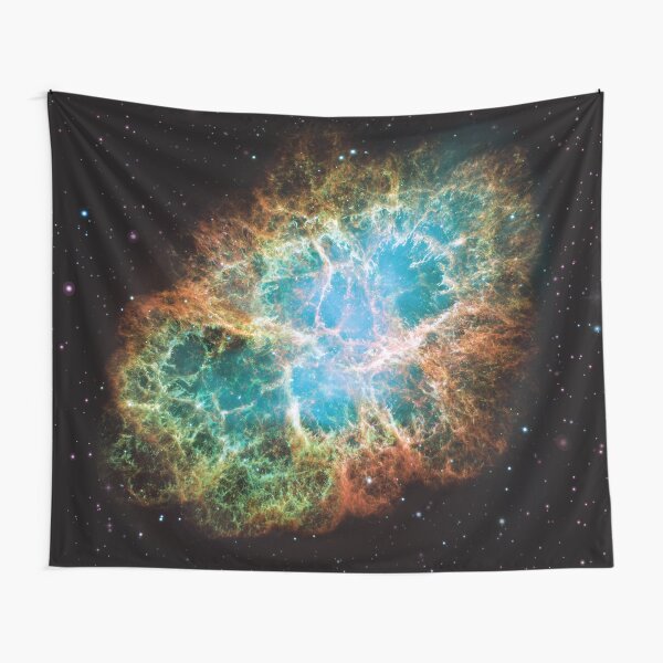 Crab Nebula NGC 1952, Taurus A supernova remnant in the constellation of Taurus Hubble Space Telescope Picture HD HIGH QUALITY Tapestry
