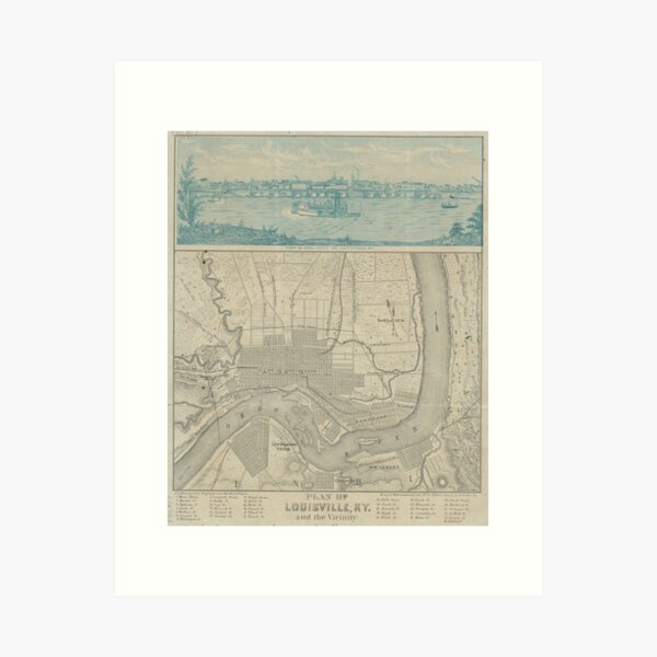 Item preview, Vintage Map of Louisville KY (1870) designed and sold by BravuraMedia.