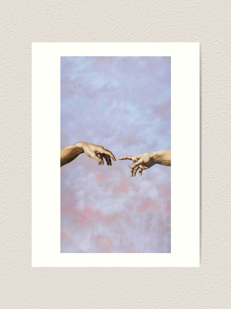 hands touching painting aesthetic