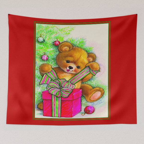 Item preview, CHRISTMAS TEDDY BEAR : Astract Gift Wrapping Print designed and sold by posterbobs.