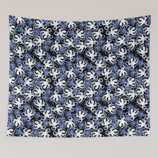 Item preview, Black white And Blue Octopus Pattern designed and sold by TMBTM.