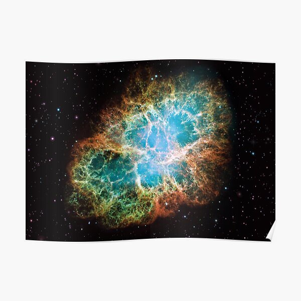 Crab Nebula NGC 1952, Taurus A supernova remnant in the constellation of Taurus Hubble Space Telescope Picture HD HIGH QUALITY Poster