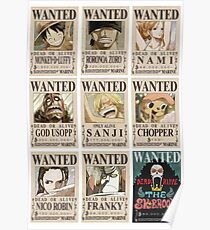 One Piece - All Wanted Poster Design for Shirts, Cases, Cups and more! Poster
