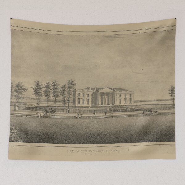 Item preview, Vintage Illustration of the White House (1840) designed and sold by BravuraMedia.