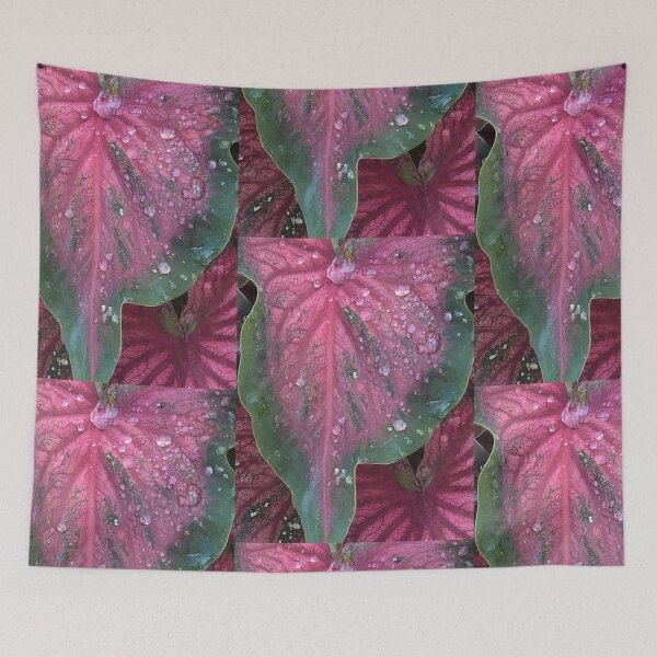 Item preview, Deep Pink Caladium Leaf with Water Droplets designed and sold by 2CrabbySisters.