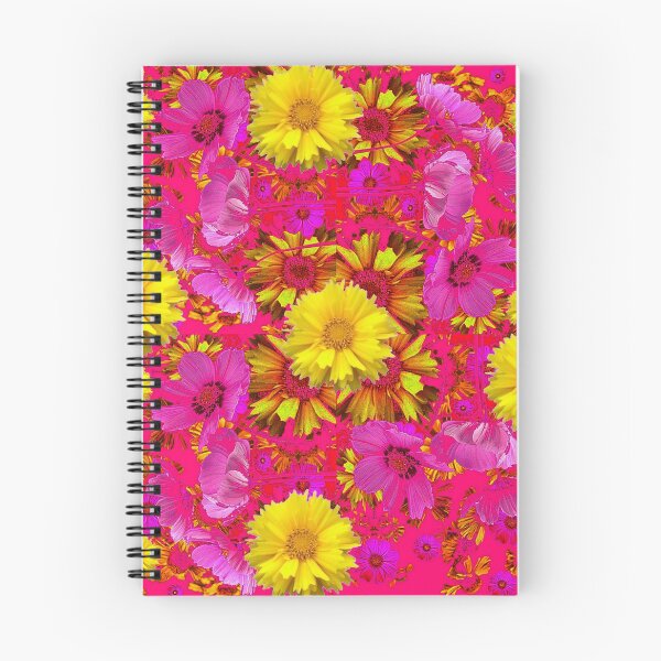 Item preview, YELLOW COREOPSIS FLOWERS FUCHSIA-CERISE FLORAL  designed and sold by sharlesart.